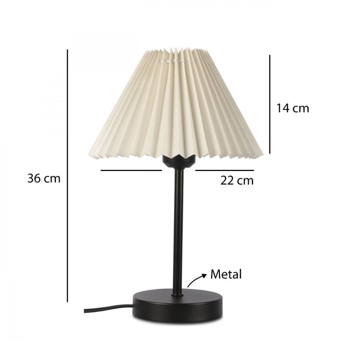 Opviq Lámpara de Mesa con Cuerpo Metálico y Tapa de PVC Crema